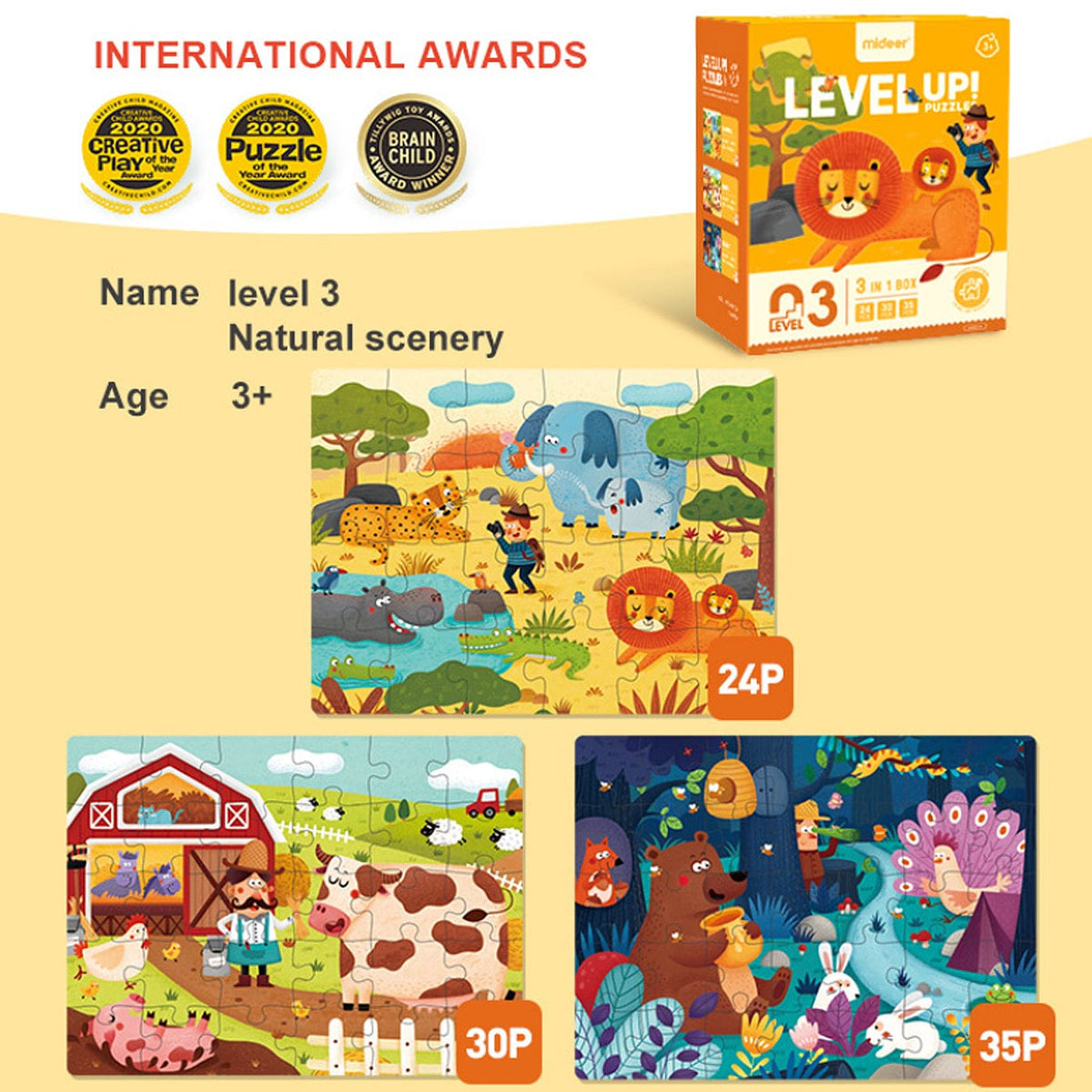 Level Up Puzzle - Natural Scene (3 Level)