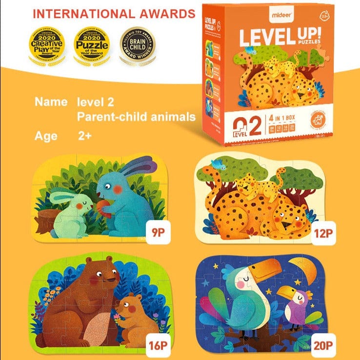 Level Up Puzzle - Animals Mom & Baby (2 Level)