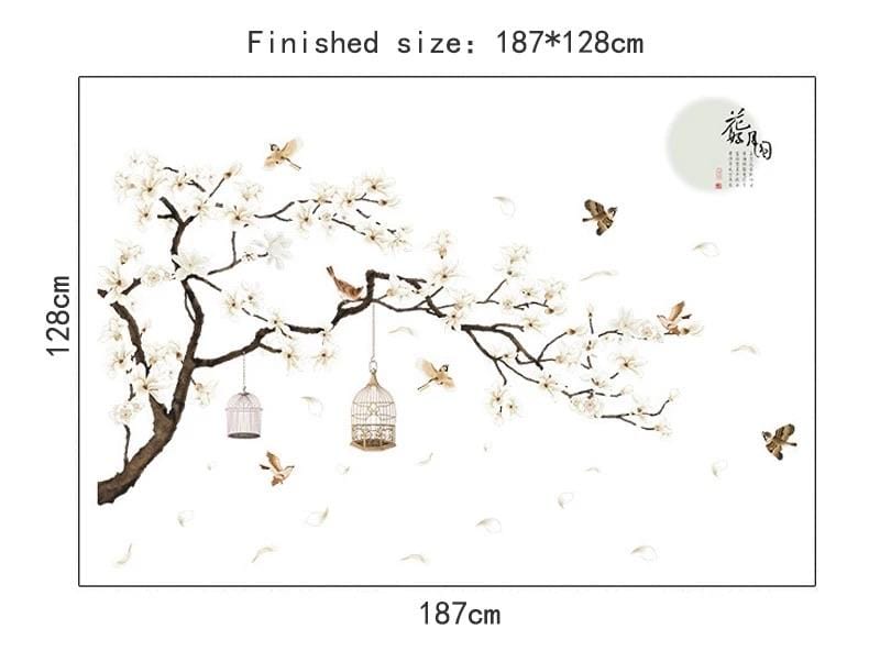 White Flower Tree Wall Decals