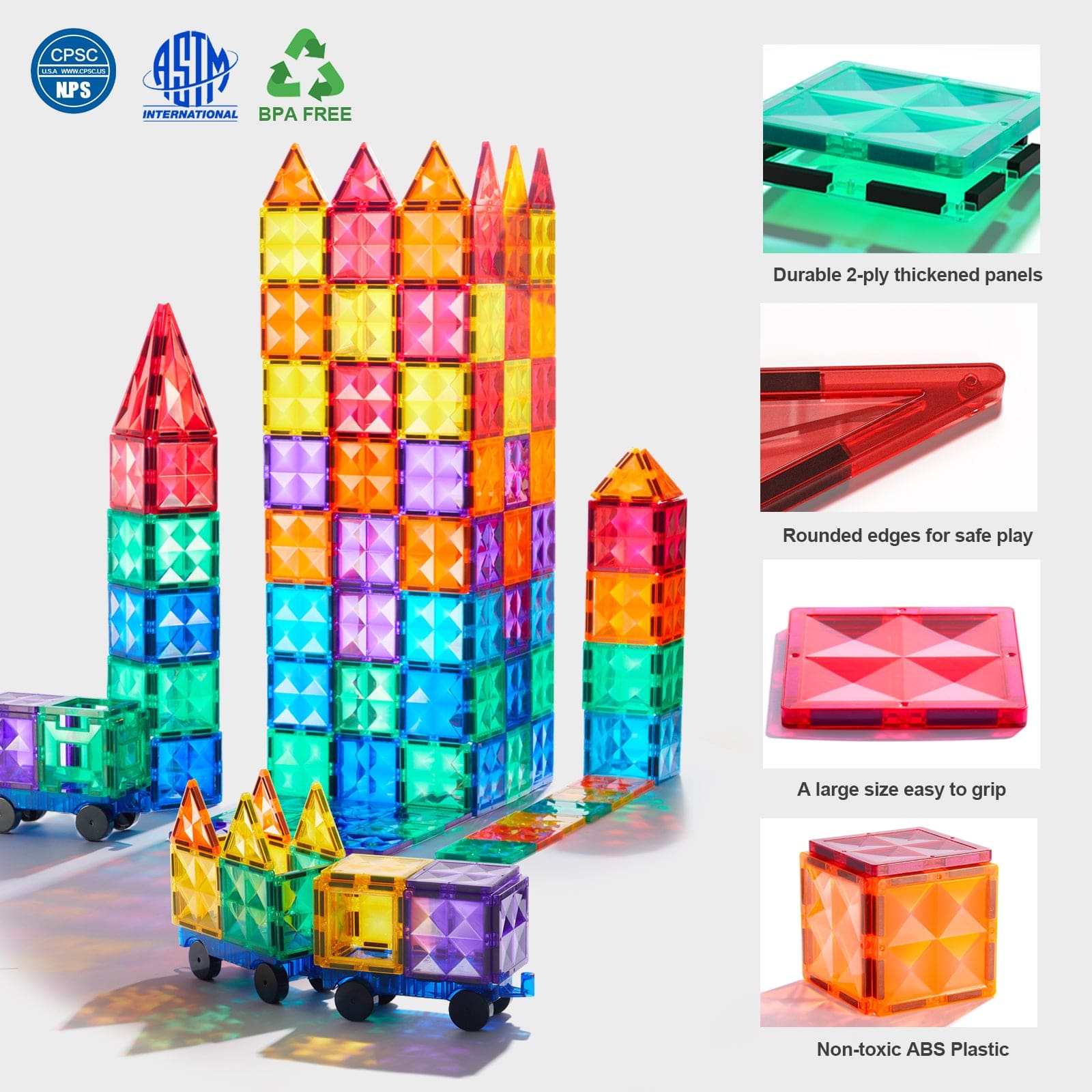 Colorful Magnetic Tiles 60pcs
