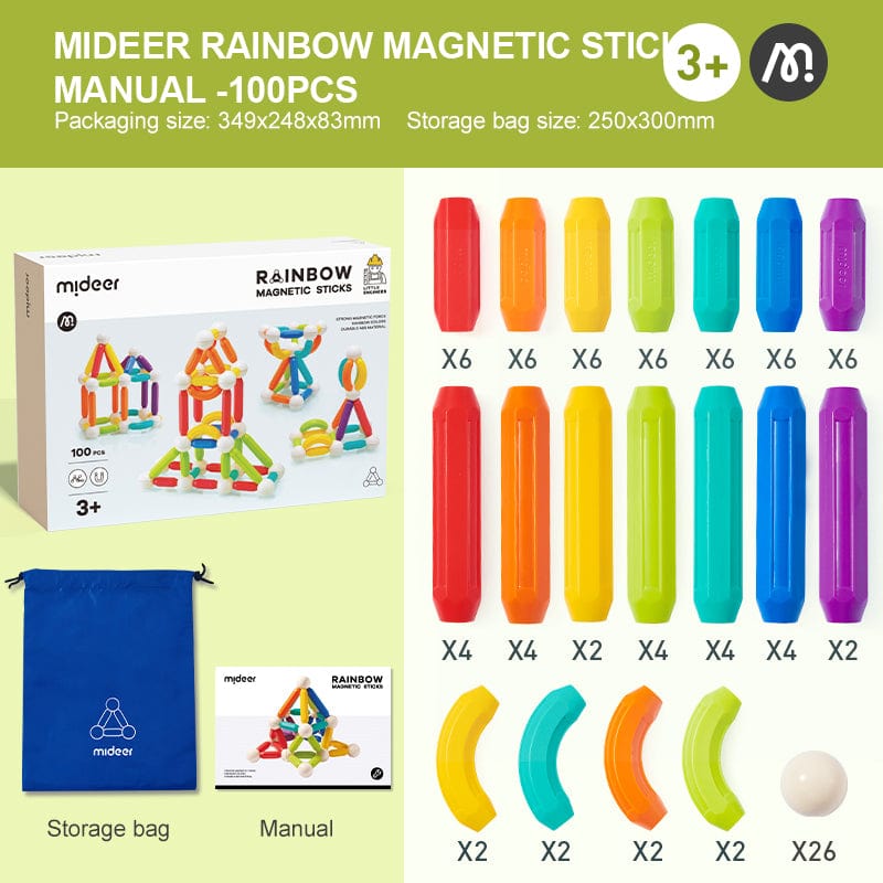 Rainbow Magnetic Sticks-100pcs