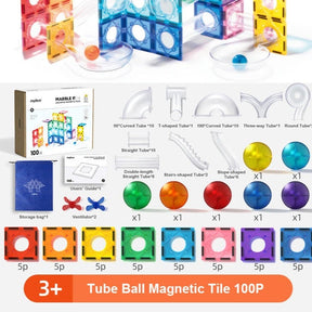 Colorful Magnetic Tiles - Marble Run 100PCS