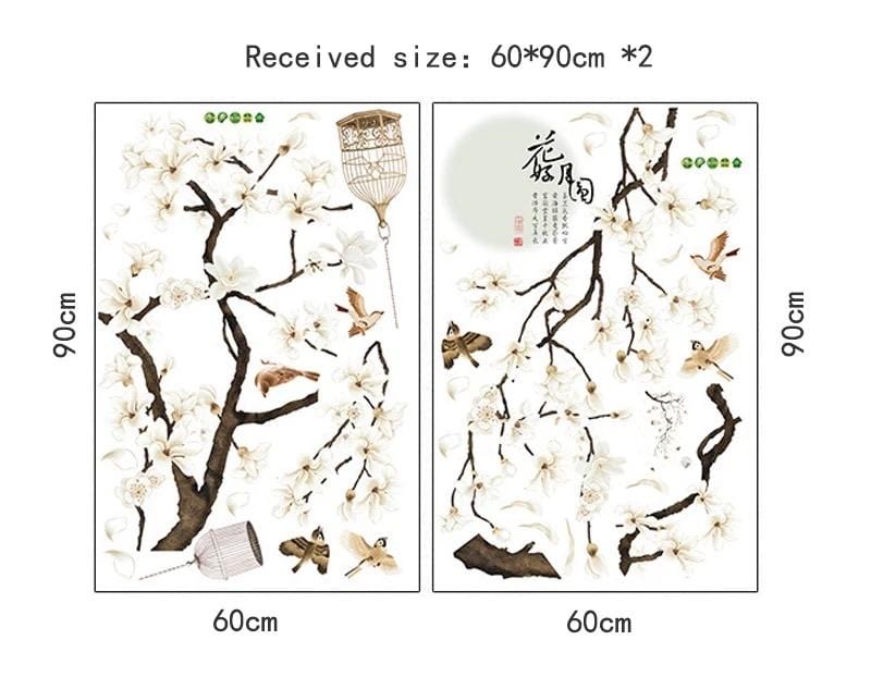 White Flower Tree Wall Decals